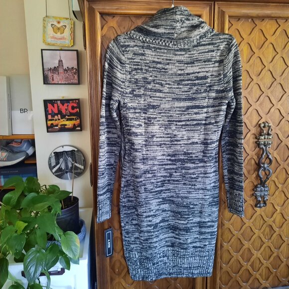 A. BYER Long Sleeve Chunky Knit Sweater Dress w/ Stole NWT! - Gray/Black, Size M - Picture 3 of 16